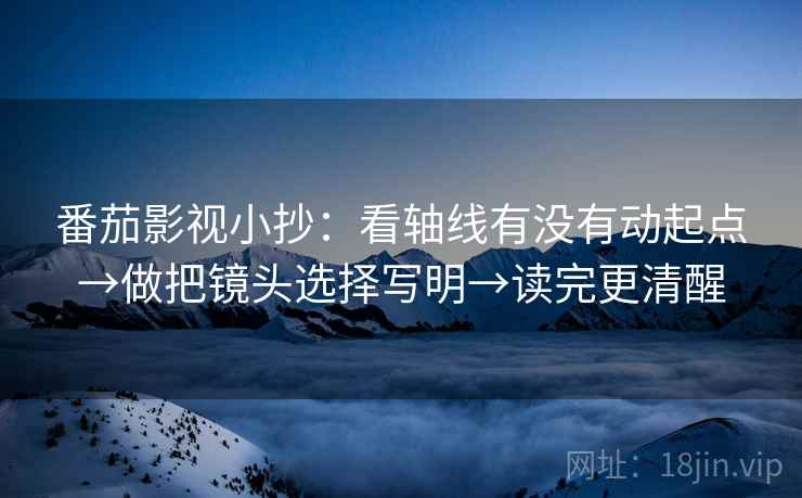 番茄影视小抄：看轴线有没有动起点→做把镜头选择写明→读完更清醒