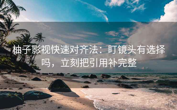 柚子影视快速对齐法：盯镜头有选择吗，立刻把引用补完整