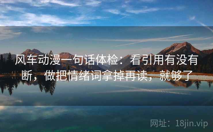 风车动漫一句话体检：看引用有没有断，做把情绪词拿掉再读，就够了