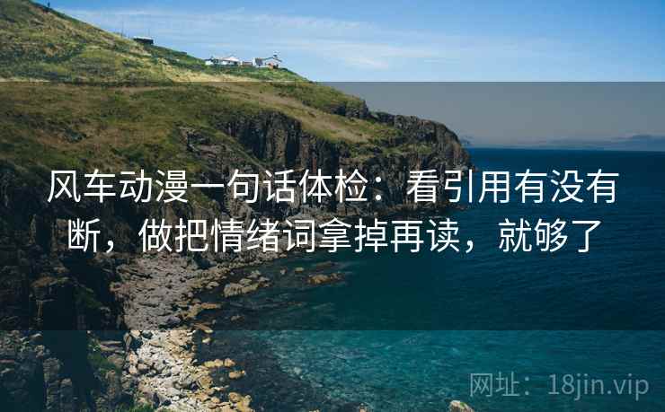 风车动漫一句话体检：看引用有没有断，做把情绪词拿掉再读，就够了